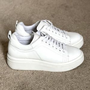 Zara White Sneakers Chunky Platform Lace up Size 8.5 EU39 Fashion Shoes